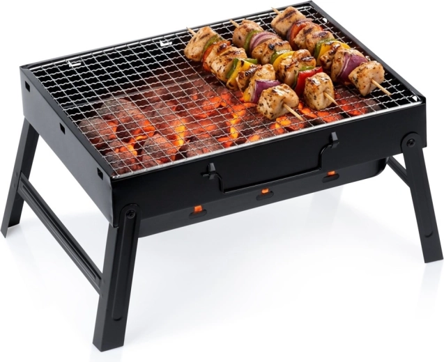 Składany przenośny grill węglowy Vilde w formie walizki 40 × 27,5 × 20 cm
