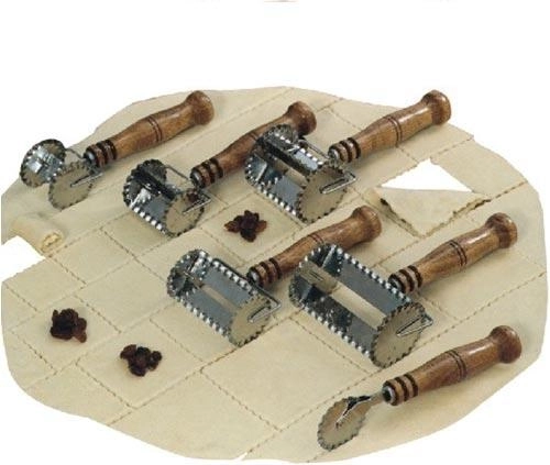 Radełko do ciasta kwadratowe 5 × 5 cm, stal nierdzewna z drewnianą rączką