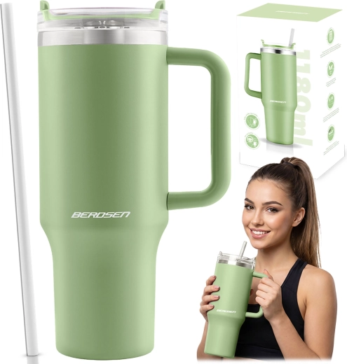 Berdsen próżniowy kubek termiczny ze słomką 1180 ml zielony