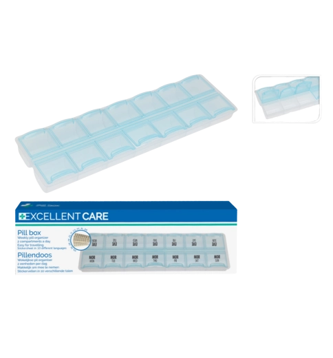 Tygodniowy dozownik leków z 4 przegródkami na dzień