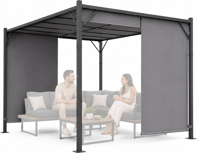 MultiGarden pergola ogrodowa 3 × 4 m z regulowanym dachem, szara