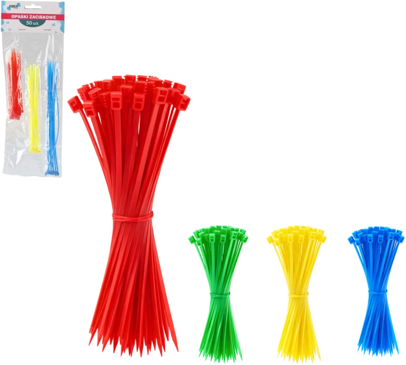 Zestaw 50 jednorazowych opasek zaciskowych do roślin, kolorowe