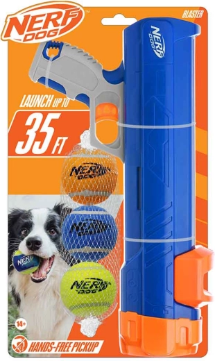Nerf Dog wyrzutnia piłek 30 cm bez klipsa + 3 piszczące piłki tenisowe 5 cm