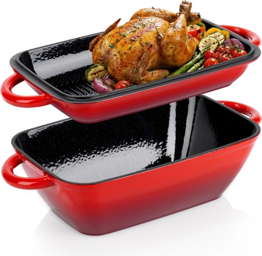 Żeliwny emaliowany zestaw brytfann 2 w 1 z pokrywą CAST ENAMEL 3,5 / 1,5 l