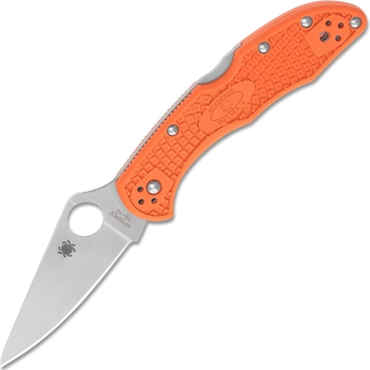 Spyderco Delica 4 lekki nóż kieszonkowy z płaskim szlifem, pomarańczowy