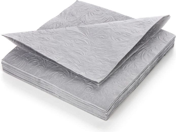 Papierowe serwetki 33 × 33 cm, szare, 3‑warstwowe, tłoczone, 20 szt.