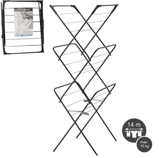 Składany suszarka na pranie Camilla, czarny 62 × 51 × 136,5 cm