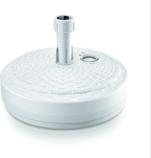 Okrągła podstawa pod parasol 39 cm biała imitacja rattanu