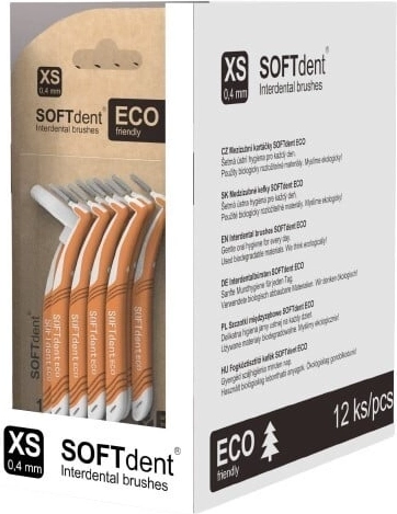 Softdent Eco szczoteczki międzyzębowe 0,4 mm XS, wygięte