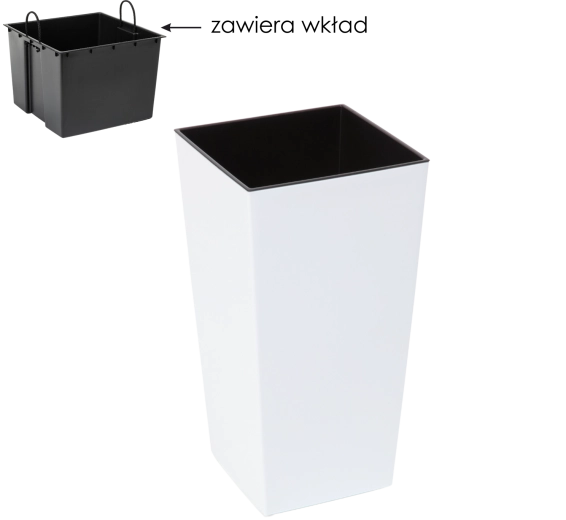 Donica Finezja z wkładem 30 × 30 cm biały połysk