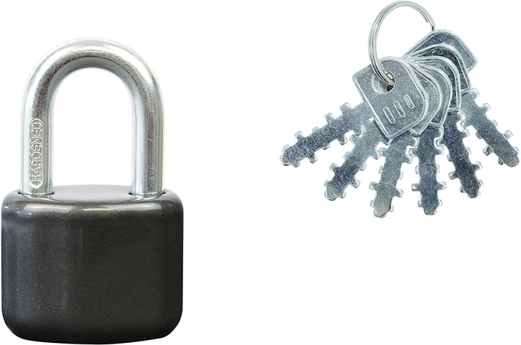 Kłódka z wyjmowanym pałąkiem, 6 kluczy, antracyt