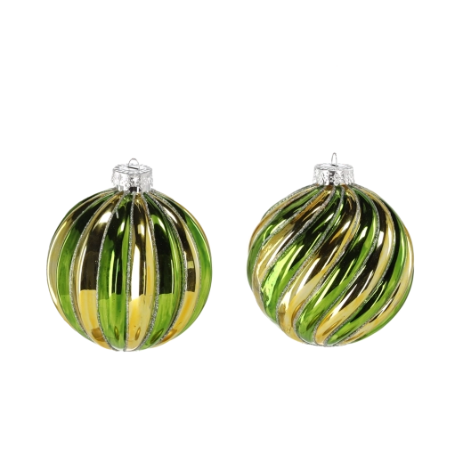 Szklana bombka bożonarodzeniowa zielono-złota 8 cm