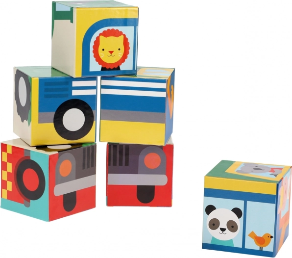 Petit Collage kostki pojazdy ze zwierzętami