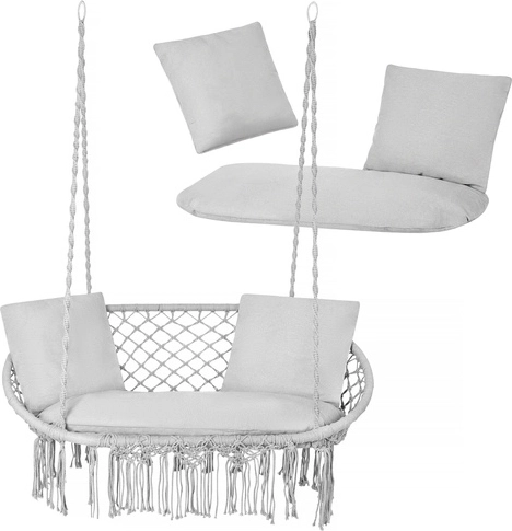 Zestaw poduszek do podwójnego wiszącego fotela „gniazdo” GARDLOV – szary