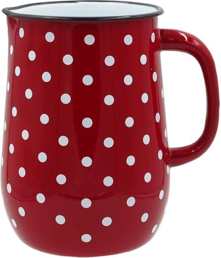 Emaliowany dzbanek 2,5 l w kropki czerwony TORO