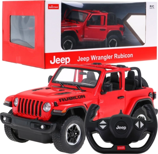 Rastar Jeep Wrangler Rubicon czerwony samochód RC 1:14 z pilotem 2,4 GHz