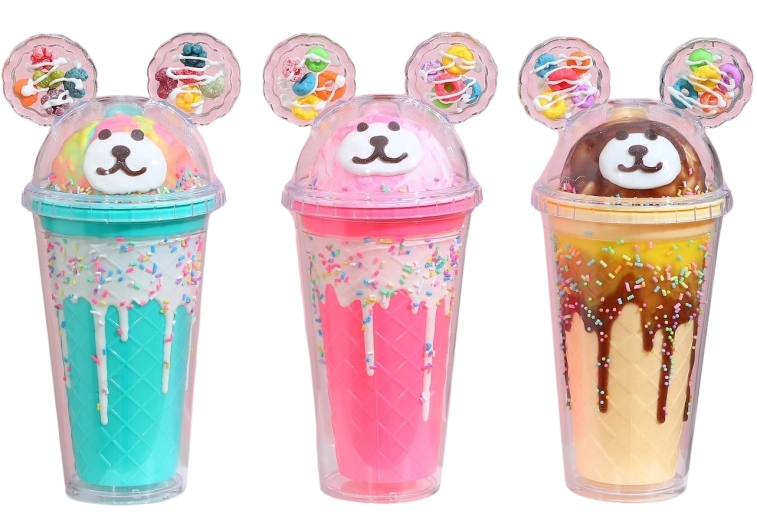 Kubek z pokrywką i słomką Miś 480 ml (różne warianty)