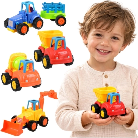 Pojazdy budowlane z napędem push and go - 4 szt.