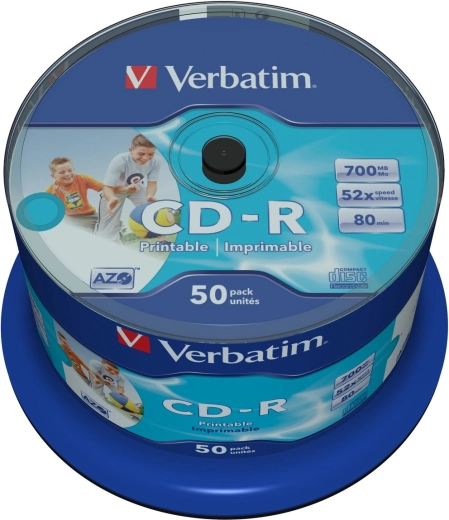 Verbatim CD-R AZO 700 MB 52x z powierzchnią przeznaczoną do nadruku - 50 szt.