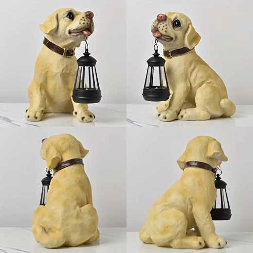 Solarny ogrodowy lampion – dekoracyjny pies z latarenką LED