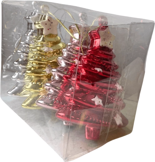 Ozdoby choinkowe w kształcie choinki 11 cm, nietłukące, mix kolorów – zestaw 4 szt.