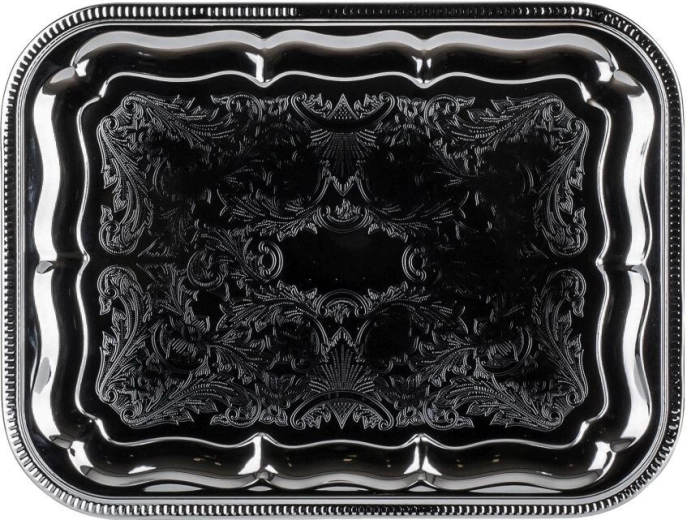 Prostokątny taca do serwowania AKCENT 41 × 31 cm, chrom