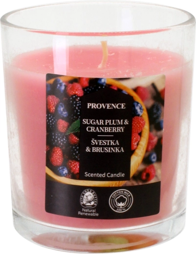 Świeczka w szkle śliwka i żurawina 7 x 8 cm