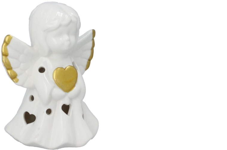 Świąteczna ceramiczna figurka Anioł z oświetleniem LED - 1 sztuka