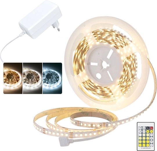 Solight taśma LED 3CCT 5 m z adapterem 12 V i pilotem zdalnego sterowania