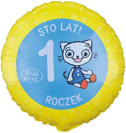 Balon foliowy Kicia Kocia cyfra 1 (46 cm)