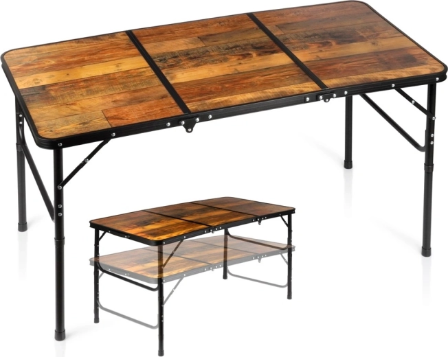 Składany stół turystyczny Vilde 2w1 z regulacją wysokości 120 × 60 cm