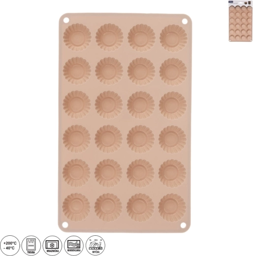 Silikonowa forma na mini koszyczki 24 szt. beżowa