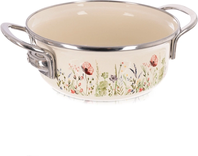 Emaliowany garnek kremowy Maki 16 cm, 950 ml