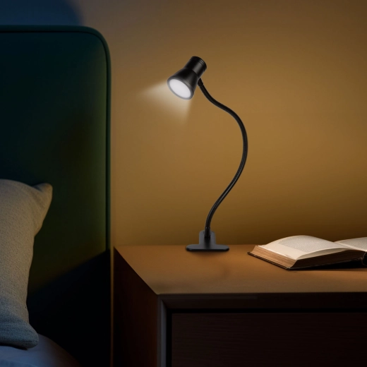 Elastyczna biurkowa lampa LED z klipsem i zasilaniem USB