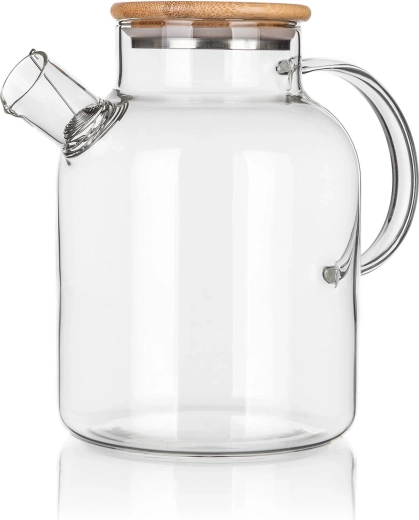 Szklany dzbanek do herbaty i kawy Rino 1,5 l z bambusową pokrywką