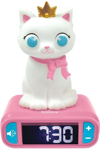 Dziecięcy budzik z nocnym światłem 3D Kotka LEXIBOOK