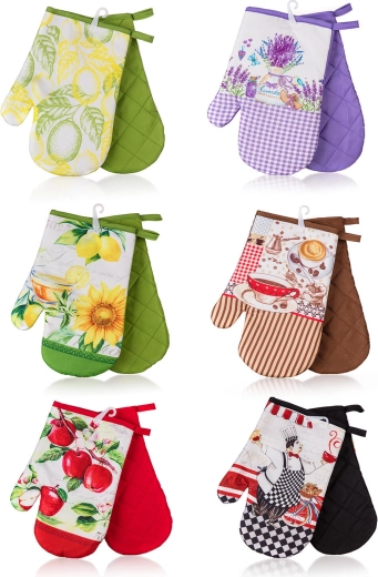 Rękawice kuchenne z pętelką 27 × 17 cm, zestaw 2 szt., mix motywów