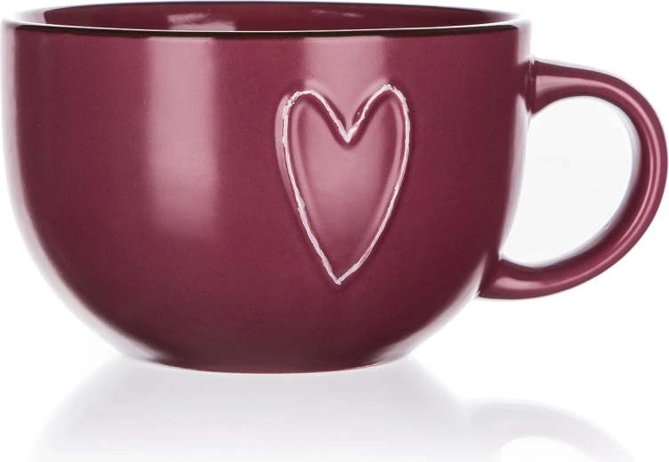 Ceramiczny kubek jumbo Heart 730 ml bordo