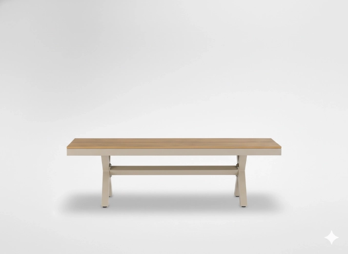 Aluminiowa ławka ogrodowa beżowa 150 × 36 × 47 cm