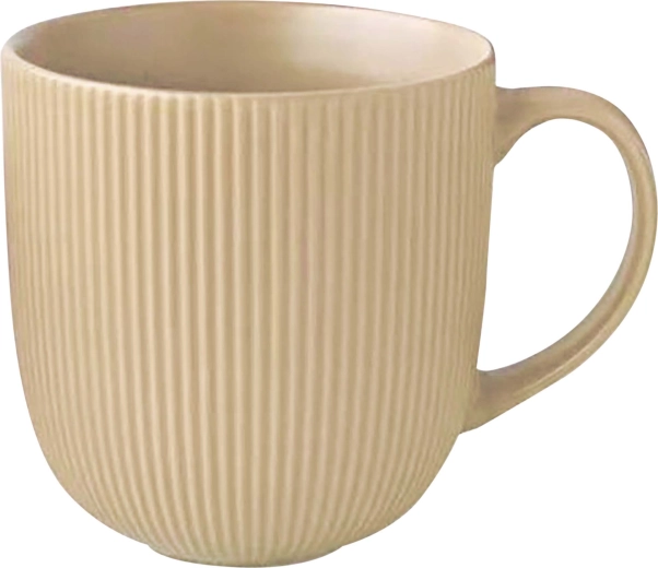 Ceramiczny kubek KITCHISIMO 510 ml, żebrowany, beżowy