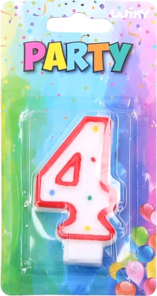 Świeczka urodzinowa cyfra 4 czerwona