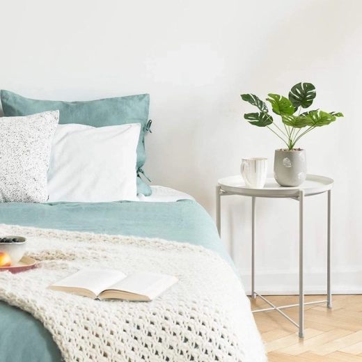 Okrągły metalowy stół w stylu loft – biały