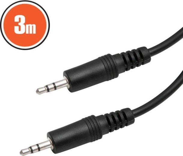 Kabel audio jack 3,5 mm – jack 3,5 mm, 3 m, czarny