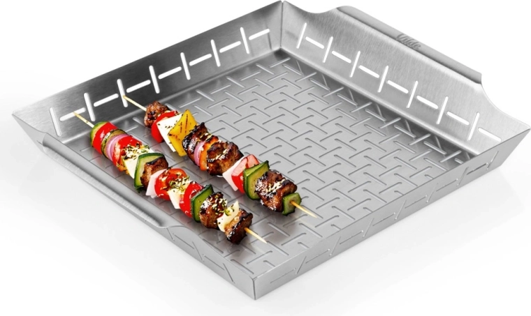 Perforowany kosz do grillowania Vilde ze stali nierdzewnej 34,5 × 30 × 5 cm
