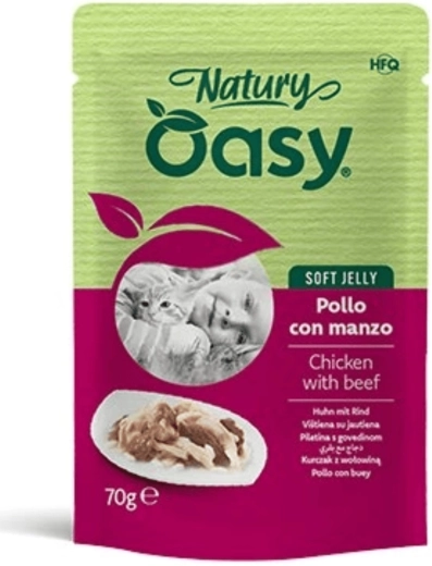 Oasy Natury saszetka Soft Jelly kurczak z wołowiną 70 g