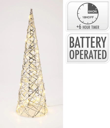 Dekoracyjna piramida LED 40 cm ze srebrną powierzchnią i timerem