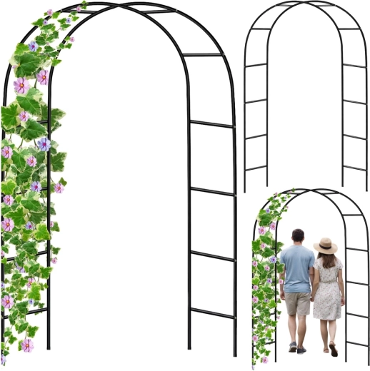 Metalowa pergola ogrodowa – łuk do roślin pnących 240 × 140 cm