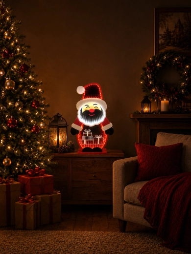 Świąteczna dekoracja 3D Santa Claus z lustrzanym efektem infinity LED 21,6 × 8 × 37,3 cm - 1 sztuka