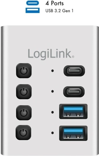 Hub USB 4× USB 3.2 Gen 1 z indywidualnymi wyłącznikami i kablem 2w1 USB‑A/USB‑C LOGILINK