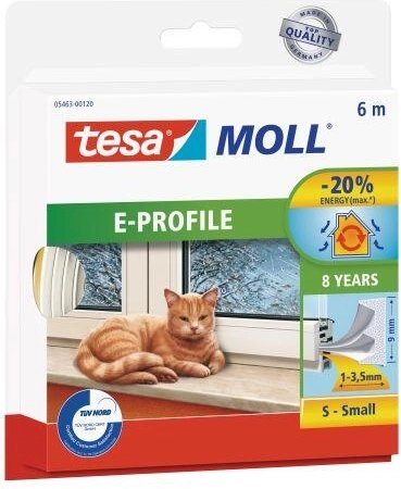 Uszczelka do okien i drzwi E 9 × 4 mm, biała, 6 m